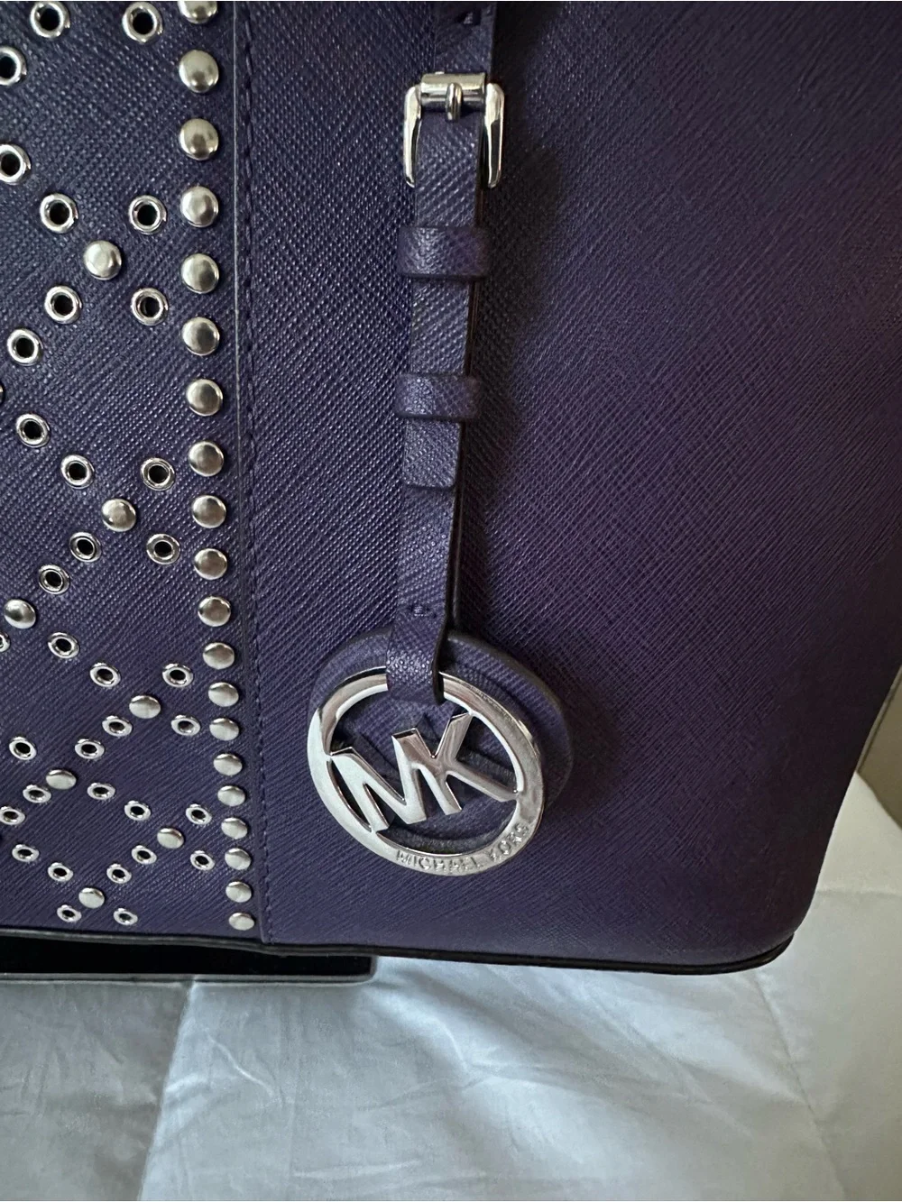 Michael Kors Purple Studded Leather Tote